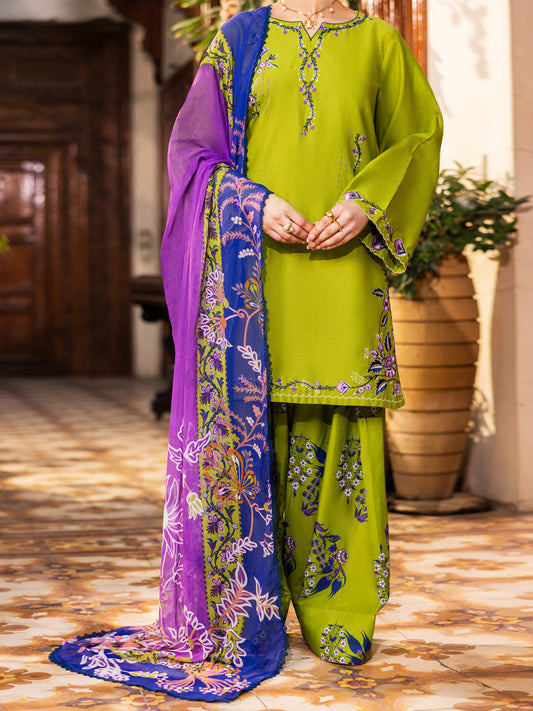 Parrot Green Cotton 3Pc Stitched - ALP-3PS-2630