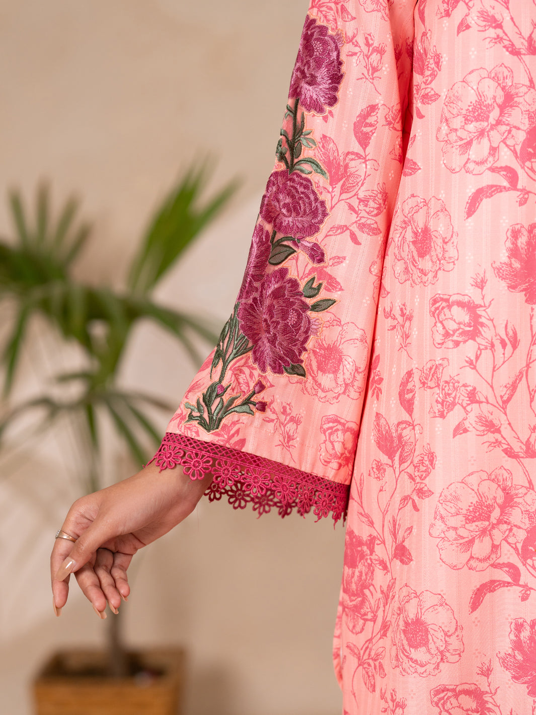 Pink Swiss Jacquard 3Pc Stitched - ALP-3PS-2633