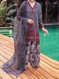 Black Silk Lawn Stitched 3PC - ALP-SS-3PS-2648
