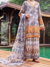 Beige Silk Lawn Stitched 3PC - ALP-SS-3PS-2649