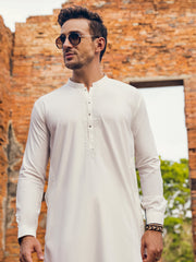 White Blended Kameez Shalwar - AL-KS-2921