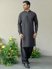 Dark Brown Blended Kameez Shalwar - AL-KS-2927