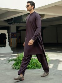 Dark Purple Blended Kameez Shalwar - AL-KS-2928