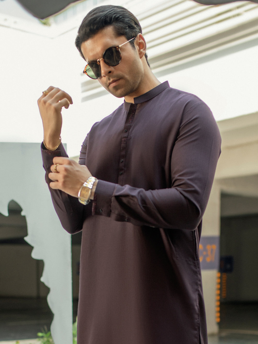 Dark Purple Blended Kameez Shalwar - AL-KS-2928
