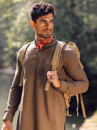 Brown Blended Kurta Trouser - AL-KT-2936
