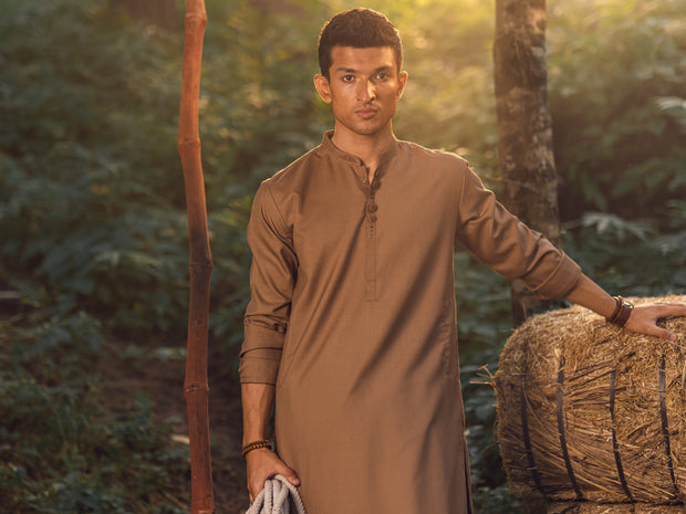 Brown Blended Kameez Shalwar - AL-KS-2937