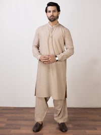 Beige Blended Kameez Shalwar - AL-KS-2941