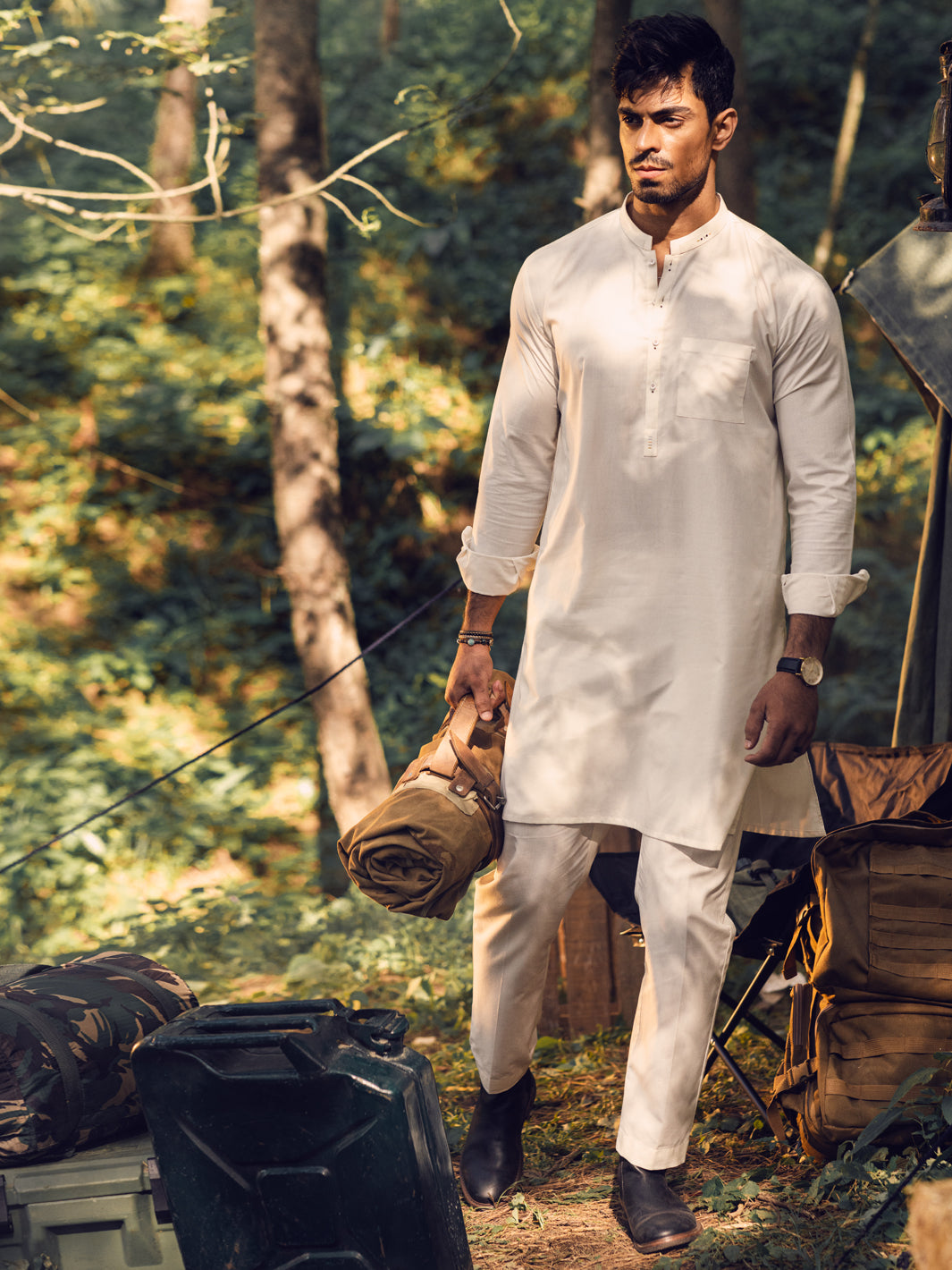 White Blended Kurta Trouser - AL-KT-2943