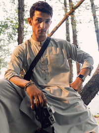 Light Grey Blended Kameez Shalwar - AL-KS-2952