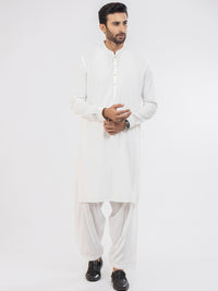 White Blended Kameez Shalwar - AL-KS-2955A
