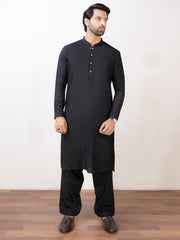 Black Blended Kameez Shalwar - AL-KS-2955B