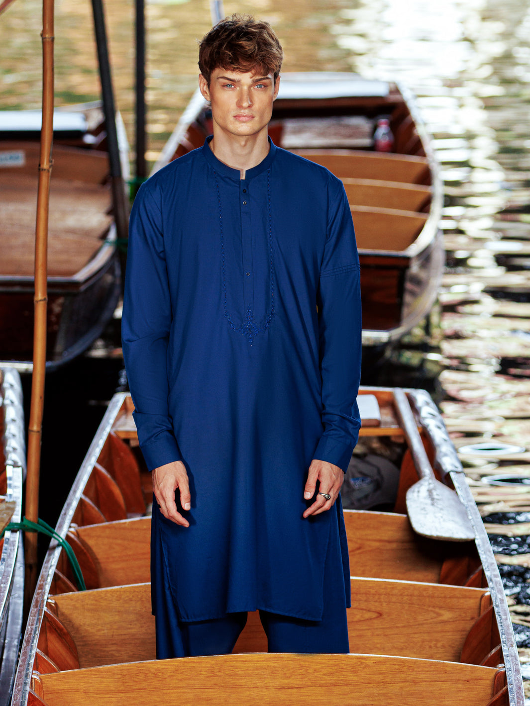 Blue Blended Kameez Shalwar - AL-KS-2956 - Almirah Online