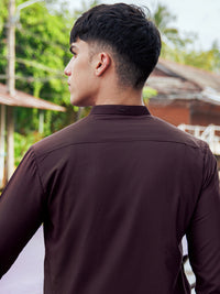 Dark Brown Blended Kameez Shalwar - AL-KS-2958