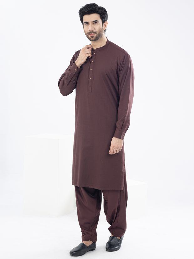 Maroon Blended Kameez Shalwar - AL-KS-2970F