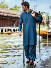 Green Blended Kameez Shalwar - AL-KS-2973 - Almirah Online