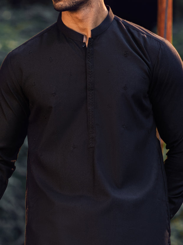 Black Blended Kameez Shalwar - AL-KS-2974