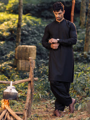 Black Blended Kameez Shalwar - AL-KS-2974