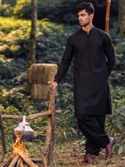 Black Blended Kameez Shalwar - AL-KS-2974