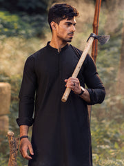 Black Blended Kameez Shalwar - AL-KS-2974