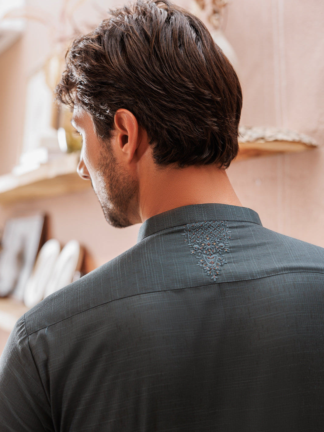 Green Blended Kameez Shalwar - AL-KS-2987 - Almirah Online