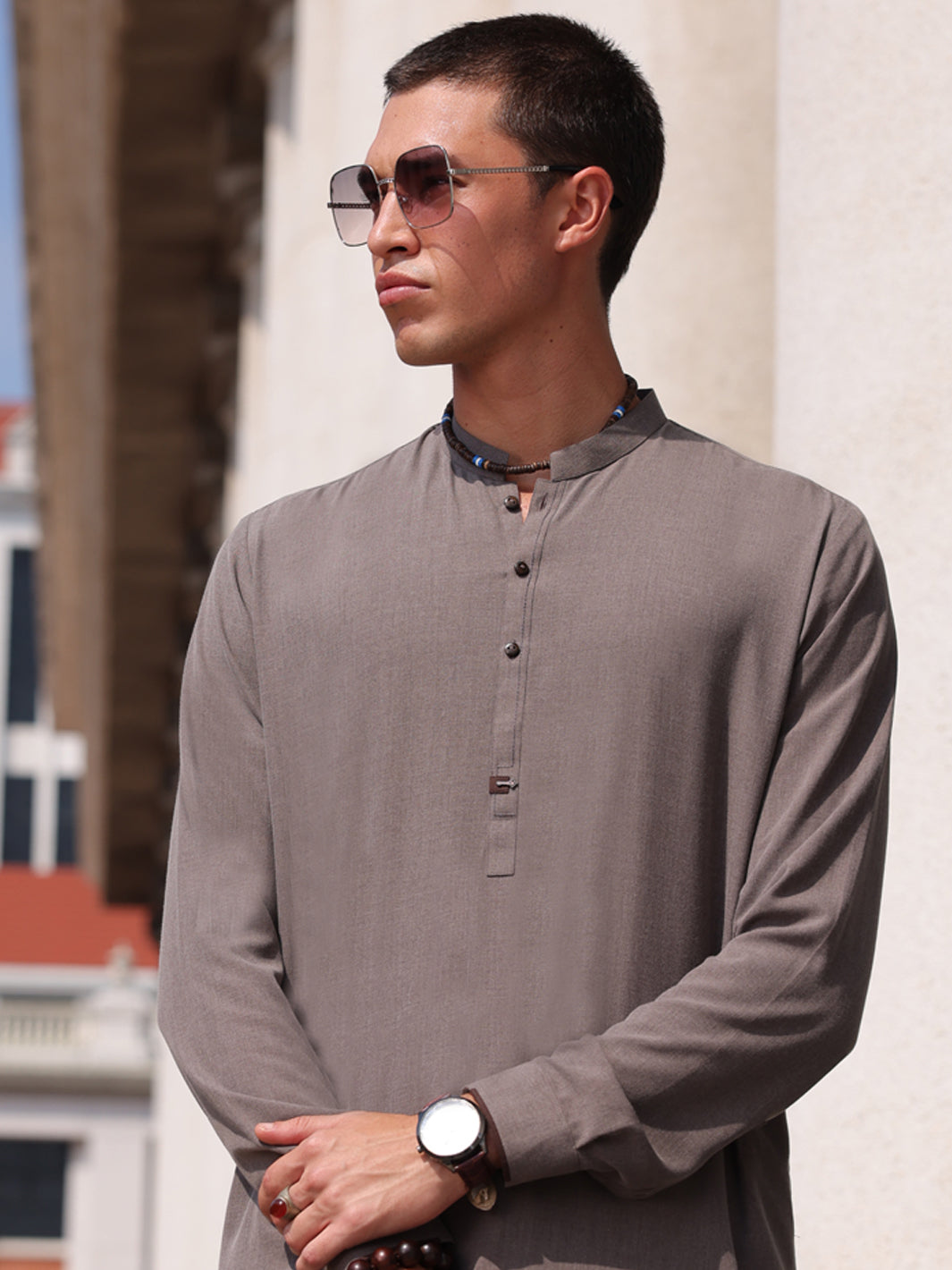 Grey Blended Kameez Shalwar - AL-KS-2996 - Almirah Online