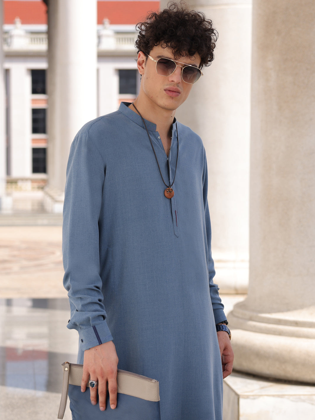 Blue Blended Kameez Shalwar - AL-KS-2997 - Almirah Online