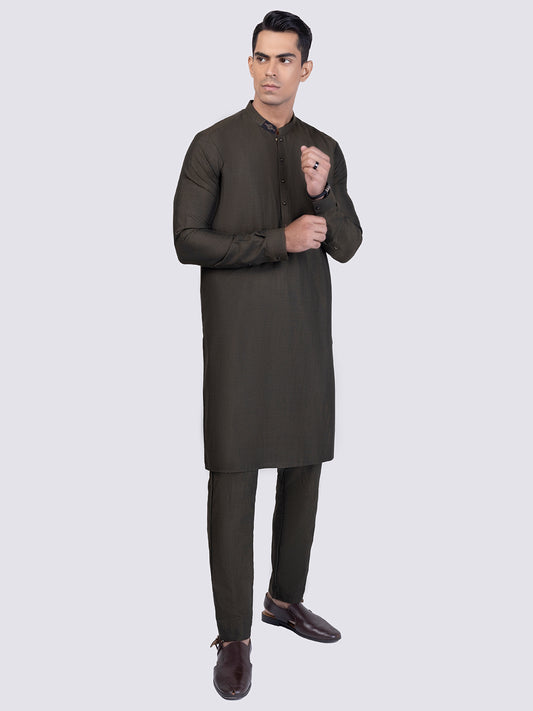 Green Blended Kurta Trouser - AL-KT-3002A