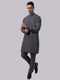 Charcoal Grey Blended Kurta Trouser - AL-KT-3009