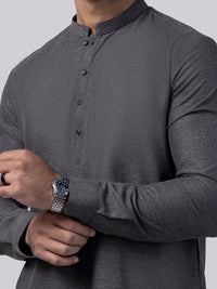 Charcoal Grey Blended Kurta Trouser - AL-KT-3009