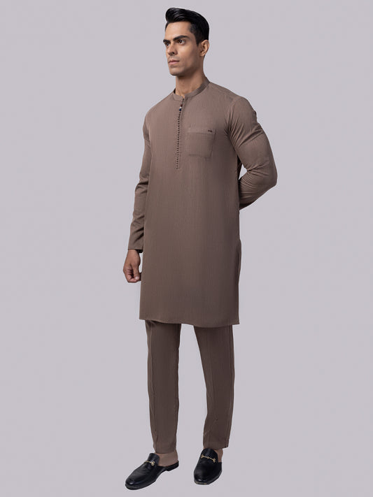 Brown Blended Kurta Trouser - AL-KT-3013