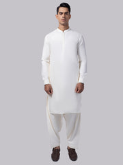 Off White Blended Kameez Shalwar - AL-KS-3016