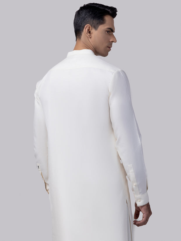 Off White Blended Kameez Shalwar - AL-KS-3016