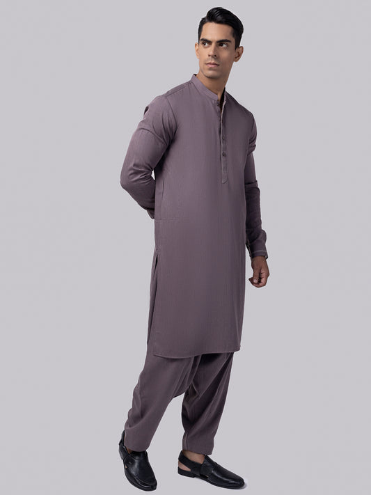 Dull Purple Blended Kameez Shalwar - AL-KS-3019