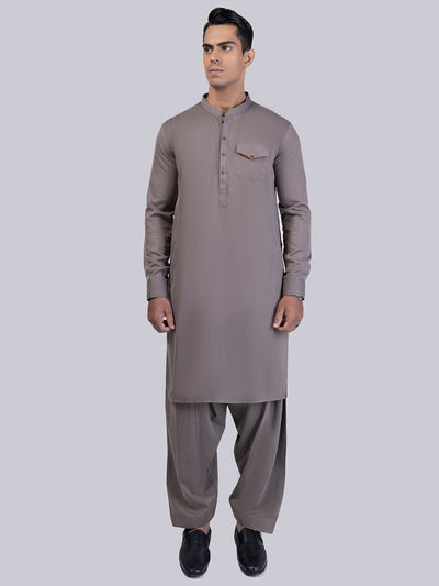 Brown Blended Kameez Shalwar - AL-KS-3020