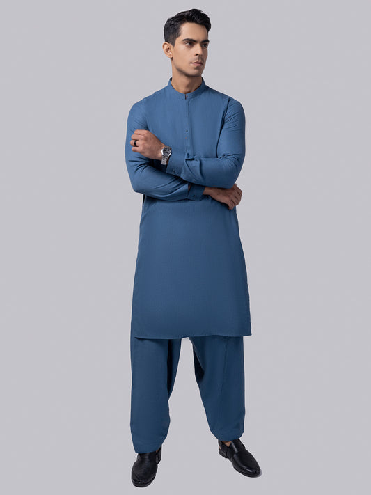Blue Blended Kameez Shalwar - AL-KS-3021