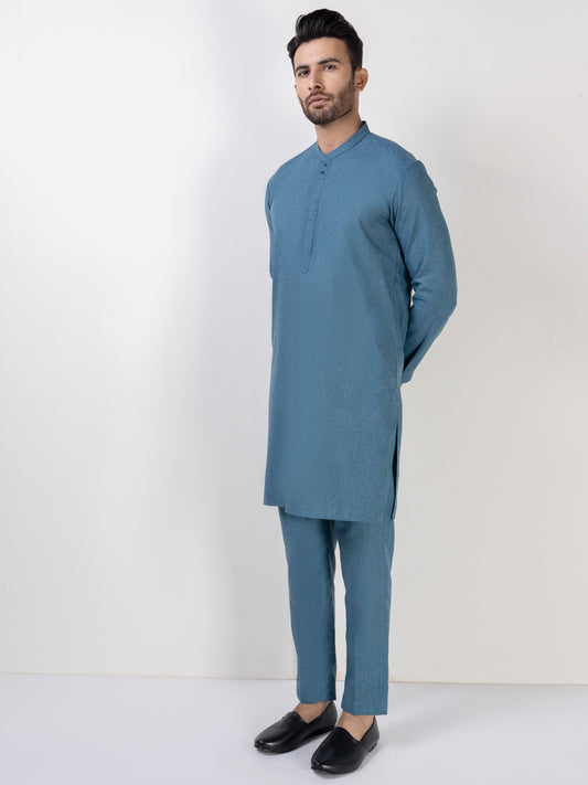 Blue Blended Kurta Trouser - AL-KT-3022