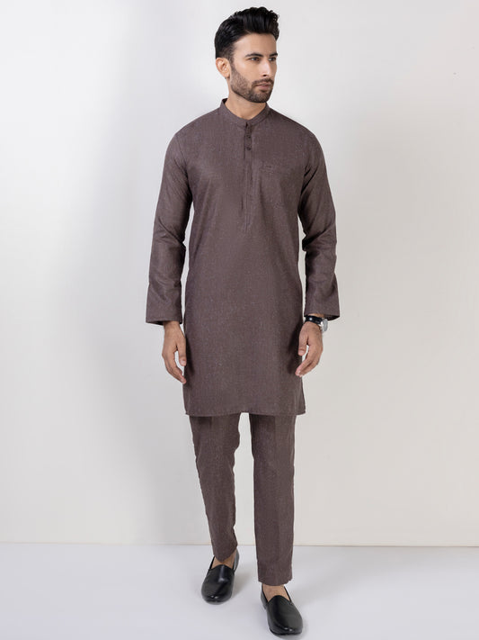 Brown Blended Kurta Trouser - AL-KT-3023