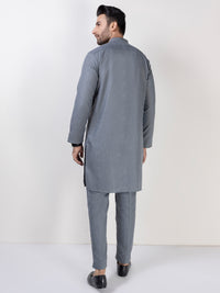 Light Grey Blended Kurta Trouser - AL-KT-3025
