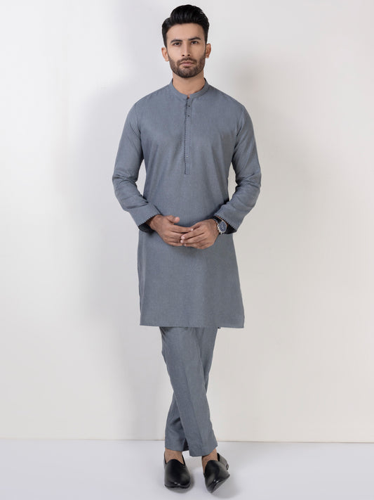 Light Grey Blended Kurta Trouser - AL-KT-3025