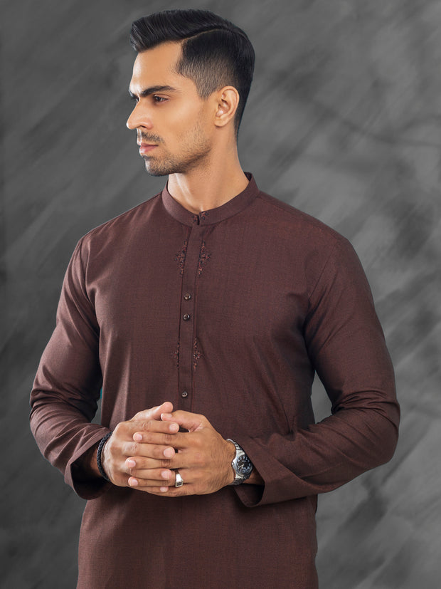 Dark Brown Blended Kurta Trouser - AL-KT-3030