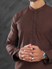 Dark Brown Blended Kurta Trouser - AL-KT-3030