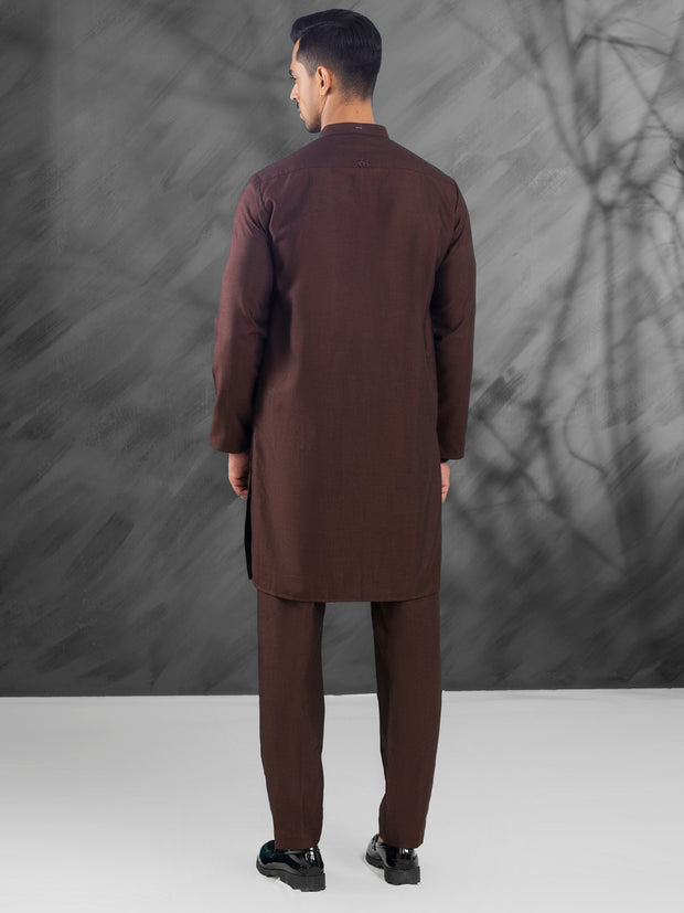 Dark Brown Blended Kurta Trouser - AL-KT-3030