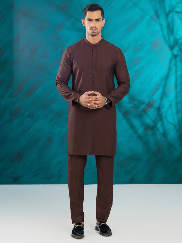 Dark Brown Blended Kurta Trouser - AL-KT-3030