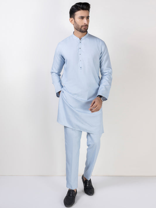 Light Blue Blended Kurta Trouser - AL-KT-3031B