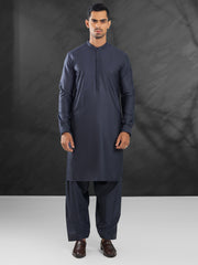 Charcoal Grey Blended Kameez Shalwar - AL-KS-3032