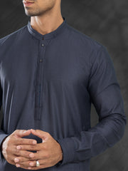 Charcoal Grey Blended Kameez Shalwar - AL-KS-3032