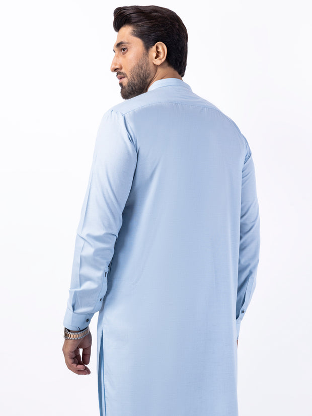 Light Blue Blended Kameez Shalwar - AL-KS-3053A