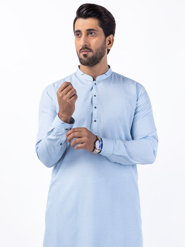 Light Blue Blended Kameez Shalwar - AL-KS-3053A