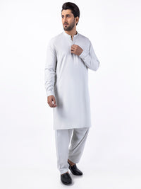 Light Grey Blended Kameez Shalwar - AL-KS-3049
