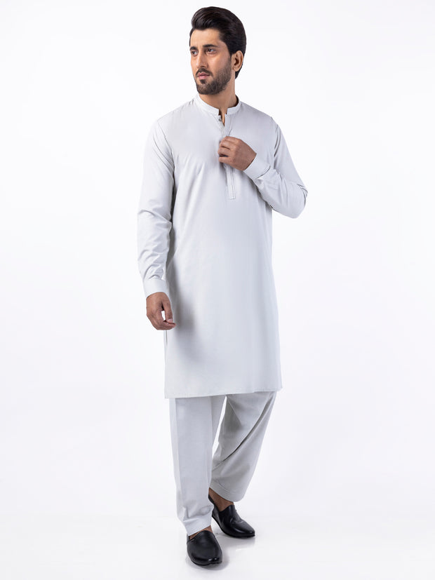 Light Grey Blended Kameez Shalwar - AL-KS-3049 - Almirah Online